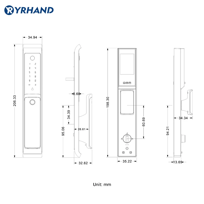 3D Face Recognition TTlock Smart Digital Door Lock, impermeável, Bluetooth, Wi-Fi, Impressão digital, Eletrônico, Código Biométrico Inteligente