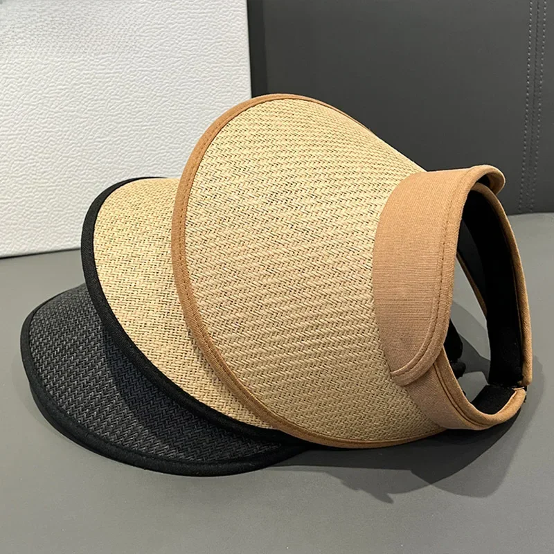AliExpress Summer Sun Hat For Women Portable Foldable Wide Brim Cycling Straw Cap Outdoor Travel Sunshade Visor