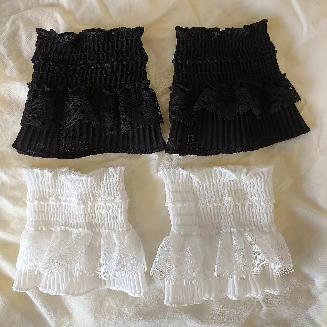 Plis en dentelle assortis pour pull femme, 1 faux col, 1 paire de faux poignets, 3 pièces