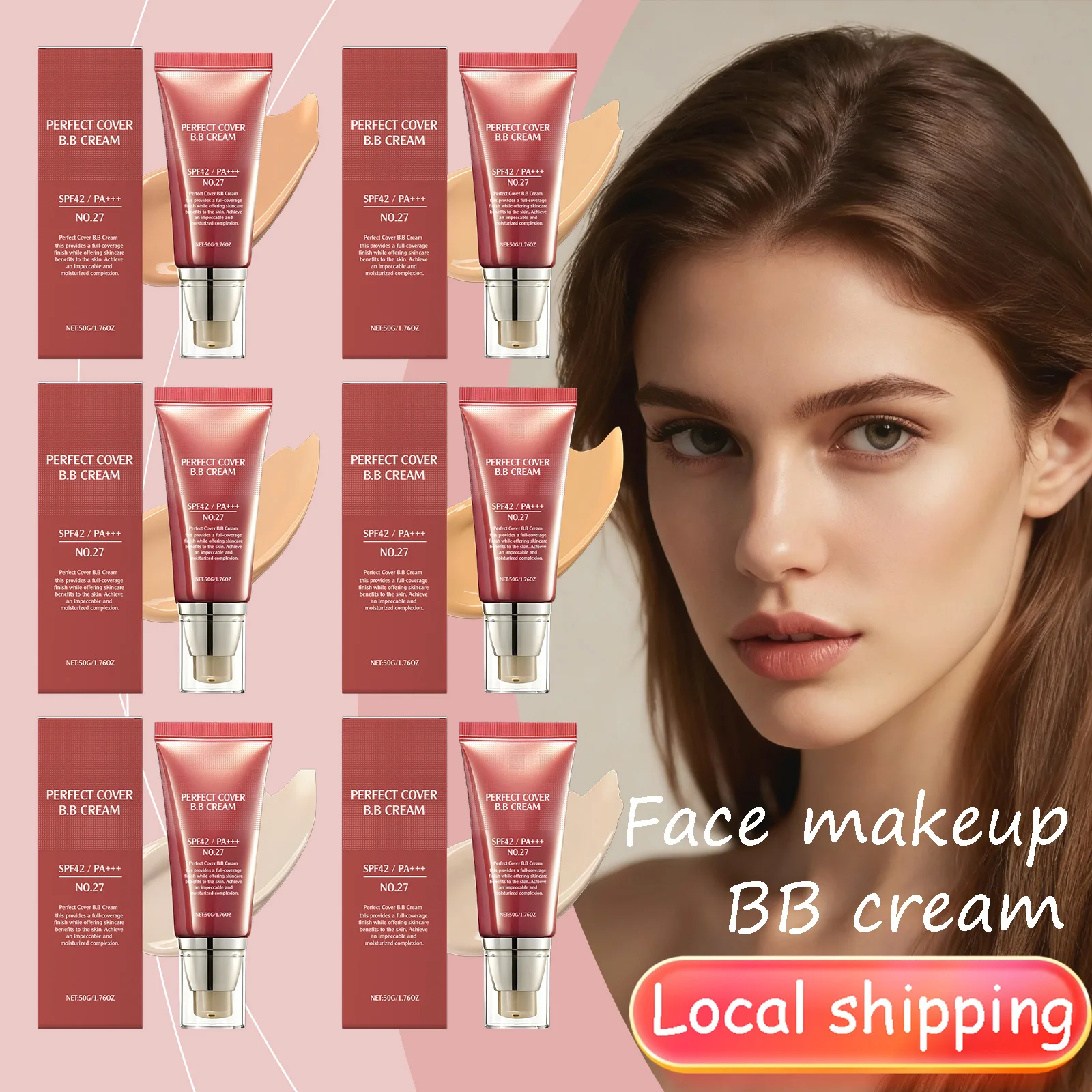 كريم Sunblock BB مرطب لتفتيح البشرة والتحكم في زيت البشرة، مكياج دائم، تغطية مثالية، كريم أساس لطيف للوجه غير دهني