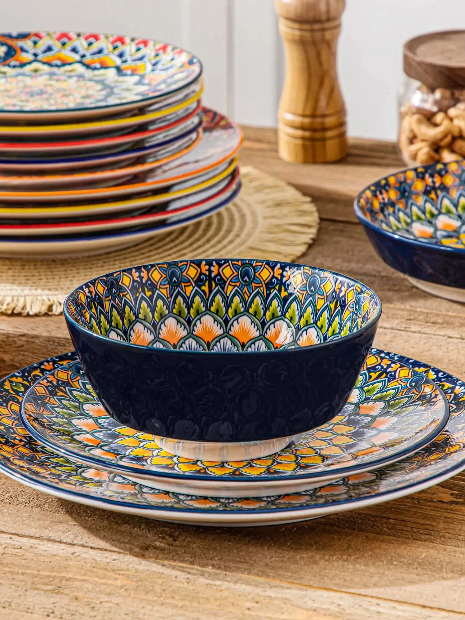 vancasso 16/24-delige LUMI Bohemian porseleinen serviesset met 4/6 stuks dinerborden/dessertborden/soepkommen/schaaltjes - afbeelding 2