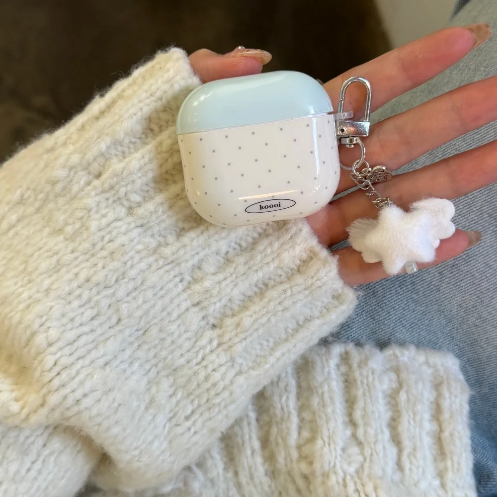 

Niche white background polka dot star wings headphone protective case, suitable for AirPods 4/3/2Pro/2/3, brand protective case