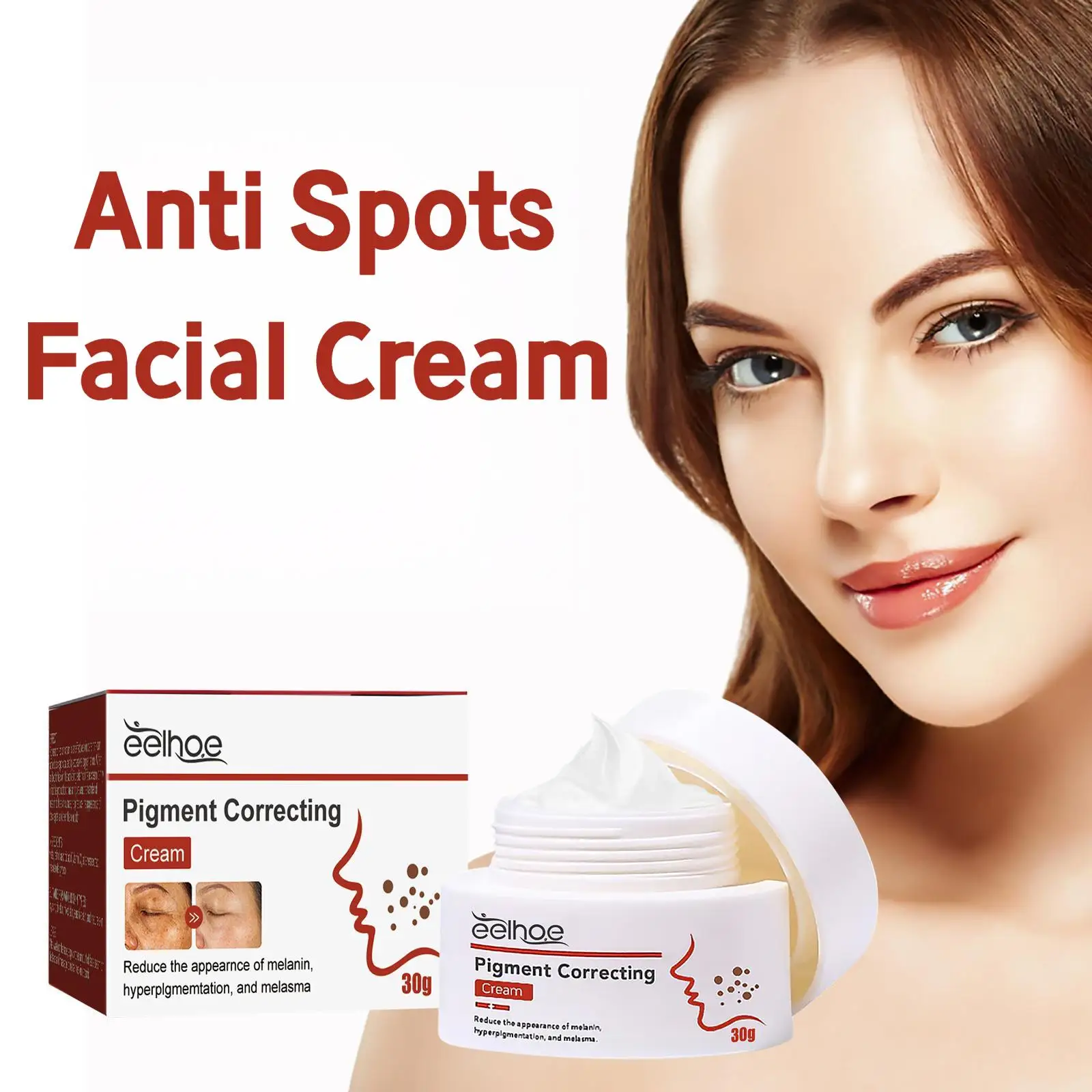 

Eelhoe 30g Dark Spot Corrector Cream Brightening Facial Skin Tone Remove Pigmentation Moisturizing Reduce Dullness Face Cream