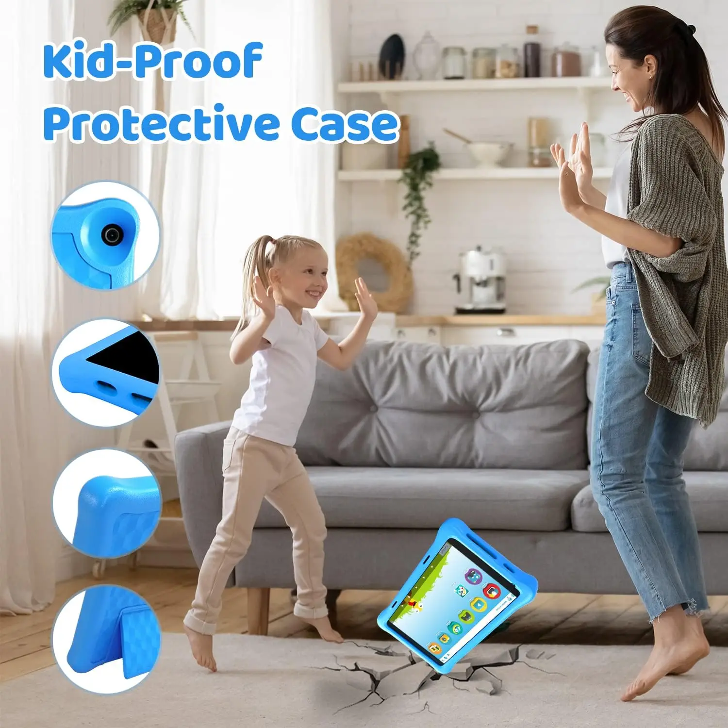Humyig Tablet per bambini da 8 pollici Tablet per l'apprendimento Android10 processore Quad Core 2GB + 32GB 128GB espansione 5000mAh protezione per gli occhi con custodia