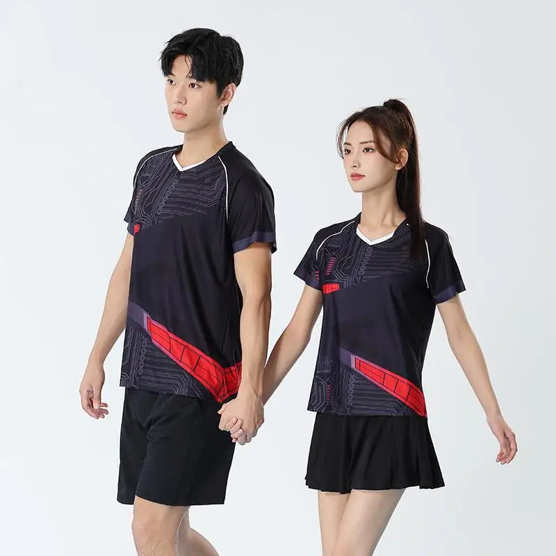 Heißer Verkauf Unisex Tischtennis Shirt 2024 Männer Frauen Badminton Jersey Patchwork Ping Pong Kleidung Uniform Workout Sportwears