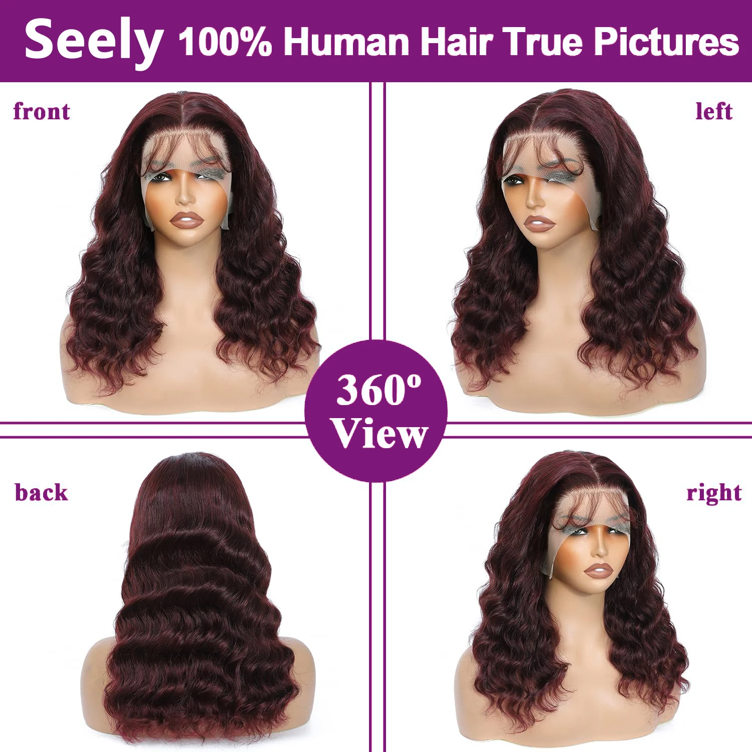 99J بورجوندي الجسم موجة خصلات الشعر المستعار الإنسان 13X4 HD الدانتيل الباروكة الأمامية 220% الكثافة قصيرة بوب شعر مستعار قبل قطعها البرازيلي ريمي الشعر البشري