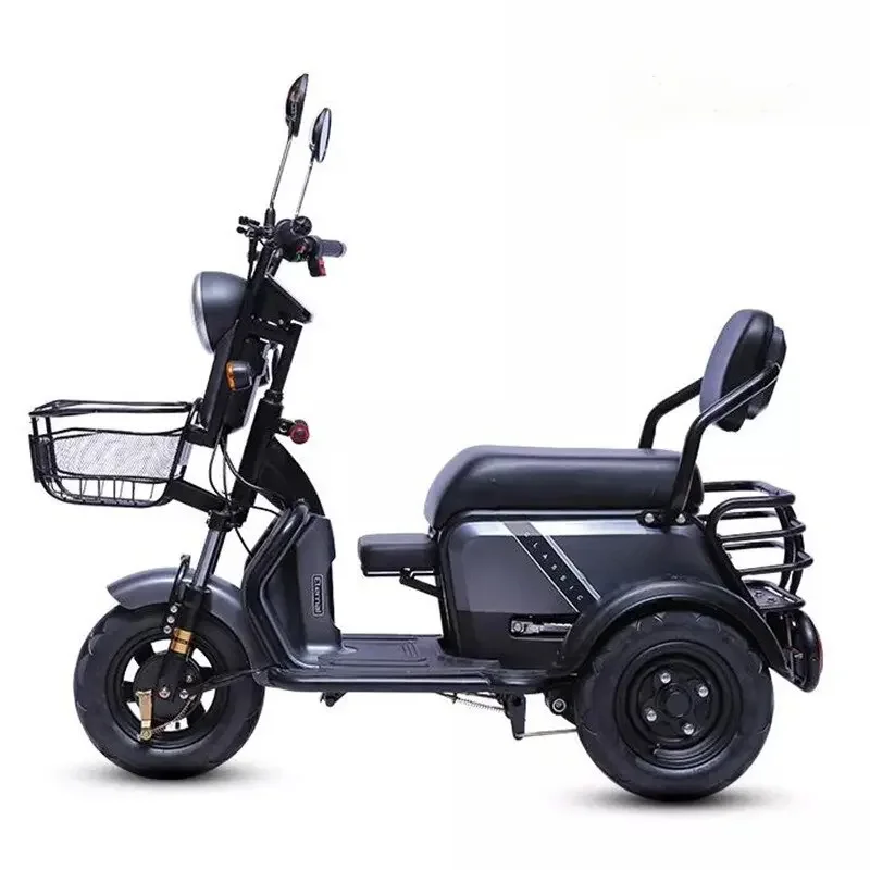AliExpress Family 3 Wheeled Electric Tricycle 3 Seater 48V 600W 3 Wheel Electric Bike Tricycle Parent And Child Adult Electric Motorcycle
