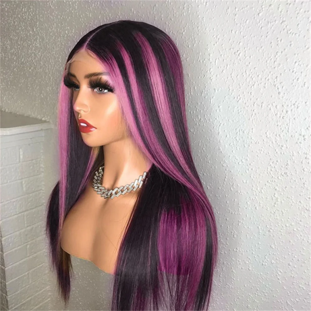 

Highlight 13x4 13x6 Lace Frontal Wigs For Women Pre-Plucking Purple With Black Brazilian 613 Colored Lace Front Human Hair Wigs