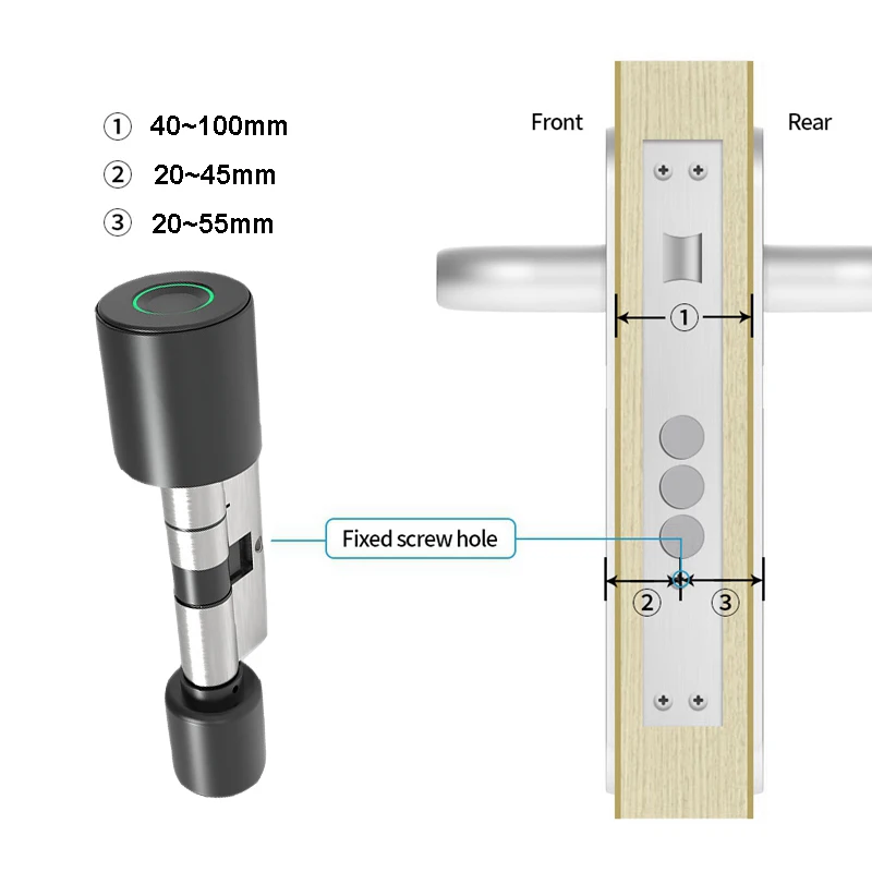 Imagem -05 - Nova Fechadura de Cilindro Inteligente Tuya Eletrônica Bluetooth Aplicativo Remoto Biométrico Impressão Digital Anti-roubo Segurança Fechadura de Porta de Casa