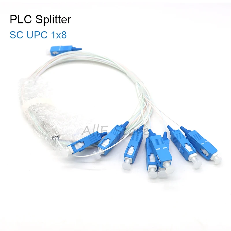 High Quality 10 PCS/Lot 1X8 SC/UPC PLC Splitter SM Single Mode 0.9mm G657A1 LSZH PVC 1m FTTH Fiber Optic Splitter Free shipping