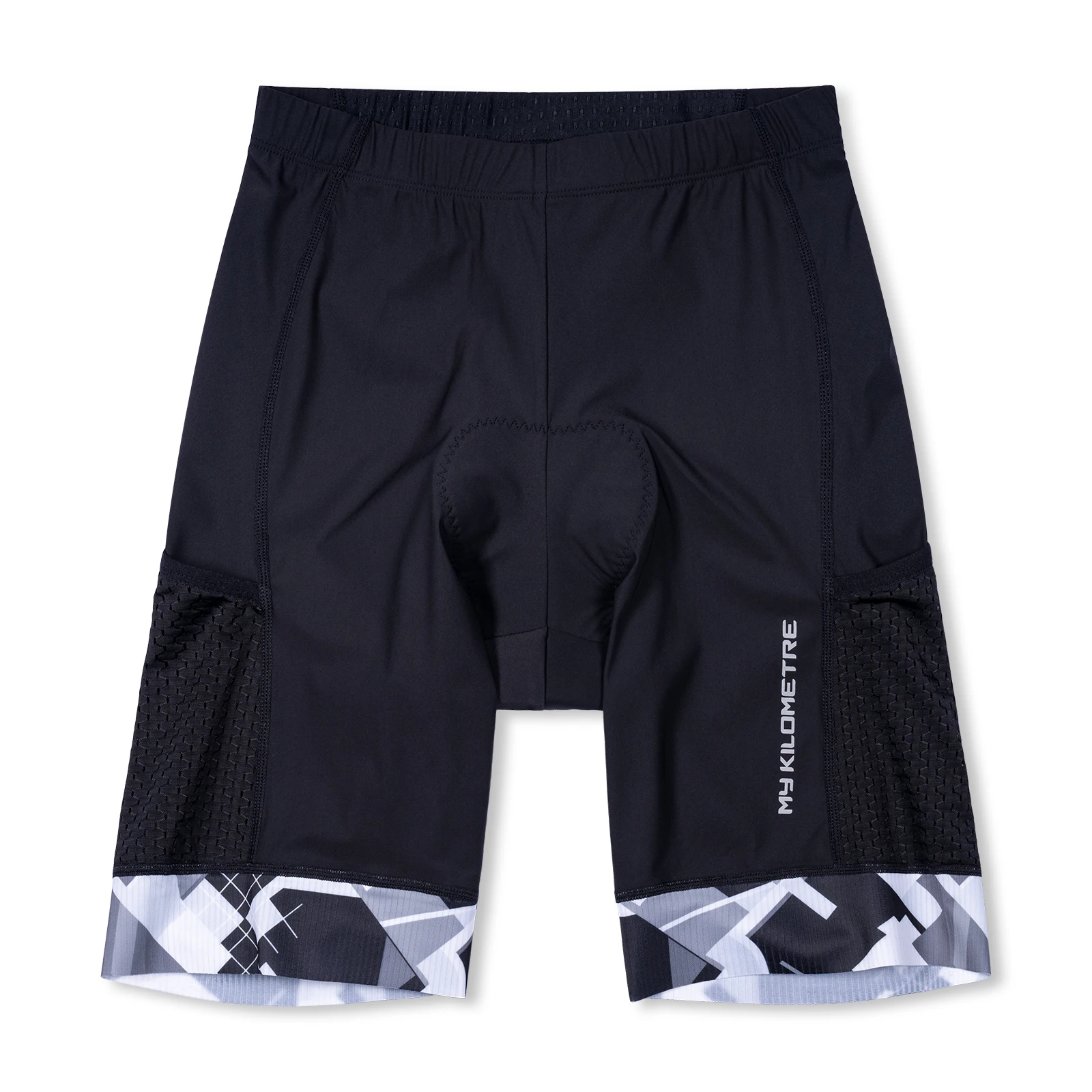 Men's Tri Shorts Quick Dry Compression Triathlon Cycling Shorts with Pad Side Pockets Swim Bike Run MY KILOMETRE