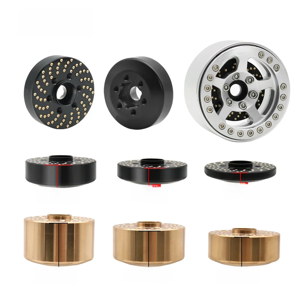 Adaptateur de moyeu hexagonal de roue en laiton, pour jante de roue Beadlock 1.9 2.2, voiture sur chenilles RC Axial SCX10 Capra TRX4 TRX6, poids