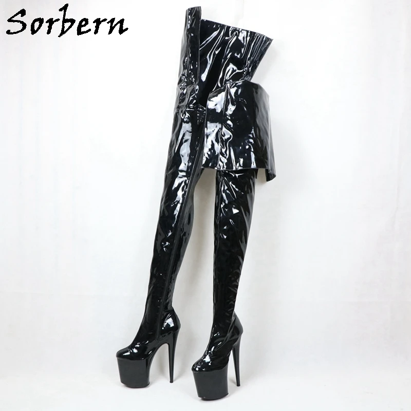 Sorbern Custom Thigh High Boots Unisex Fetish Shoe 85Cm Crotch Inside 125 Long Outside Pole Dancer Stripper Heels 20Cm Platform