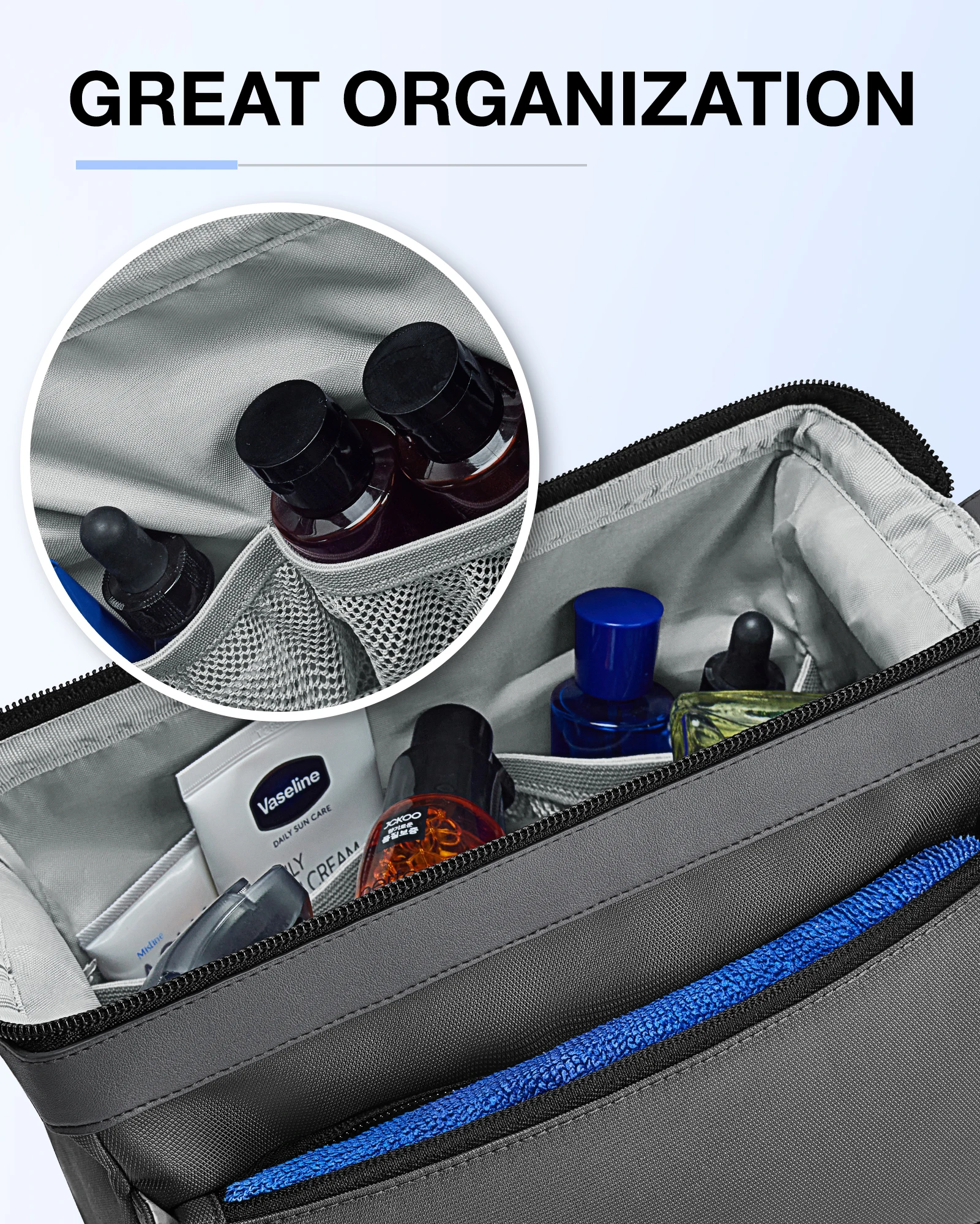 BAGSMART Toiletry Bag for Men Cosmetic Bag Dopp Kit with Large Capacity Waterproof Shower Bag for Travel Essentials Makeup Bag