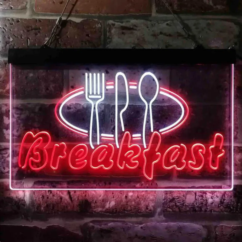 

Breakfast Fork Knife Spoon Custom Dual Color LED Neon Signs for Personalized Gift Wall Shop Light Game Room Wall Decor