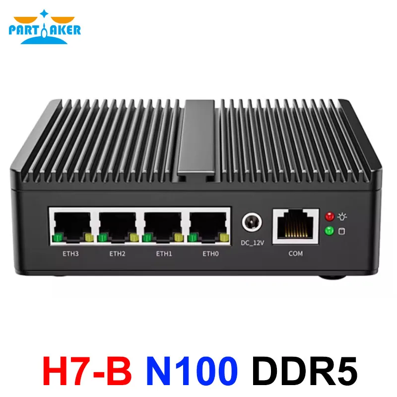 Fanless Mini PC 4 x Intel 2.5G LAN N100 Fanless Soft Router Mini Firewall pfSense MikROS OPNsense Firewall Appliance