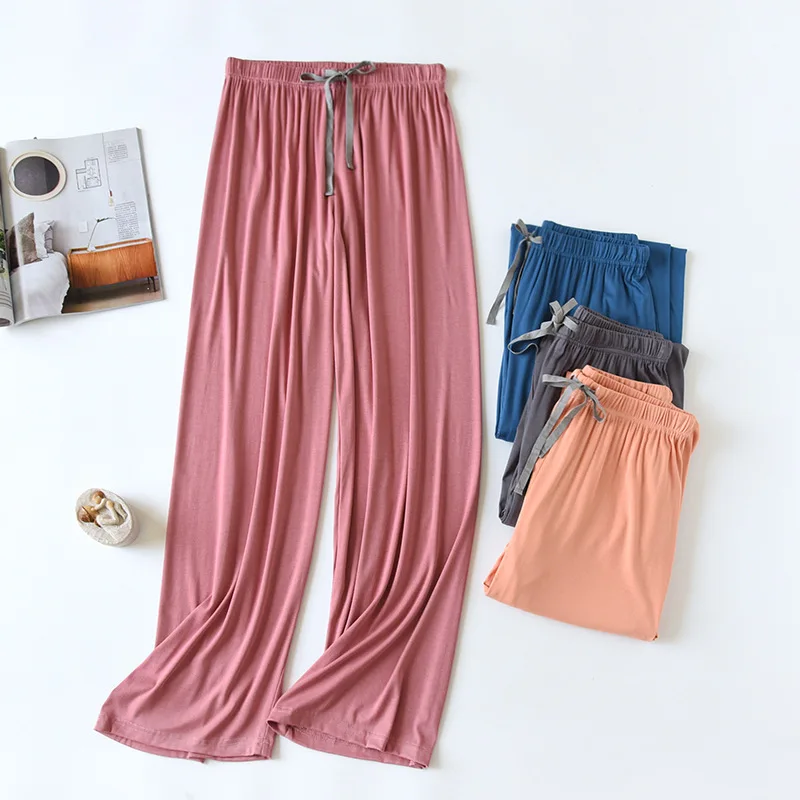 Spring Summer Women Soft Cotton Sleep Pants Girls Cool Home Trousers Sleepwear Pants Ladies Leisure Loosen Pajama Pants