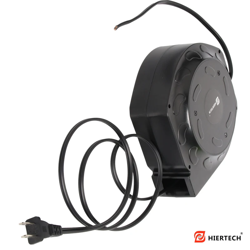 

Auto Retractable Power Cord Reel, 2pin USA Plug Self Lock and Automatic Rewind, Mounting Option, Hiertech Power Extension Cord