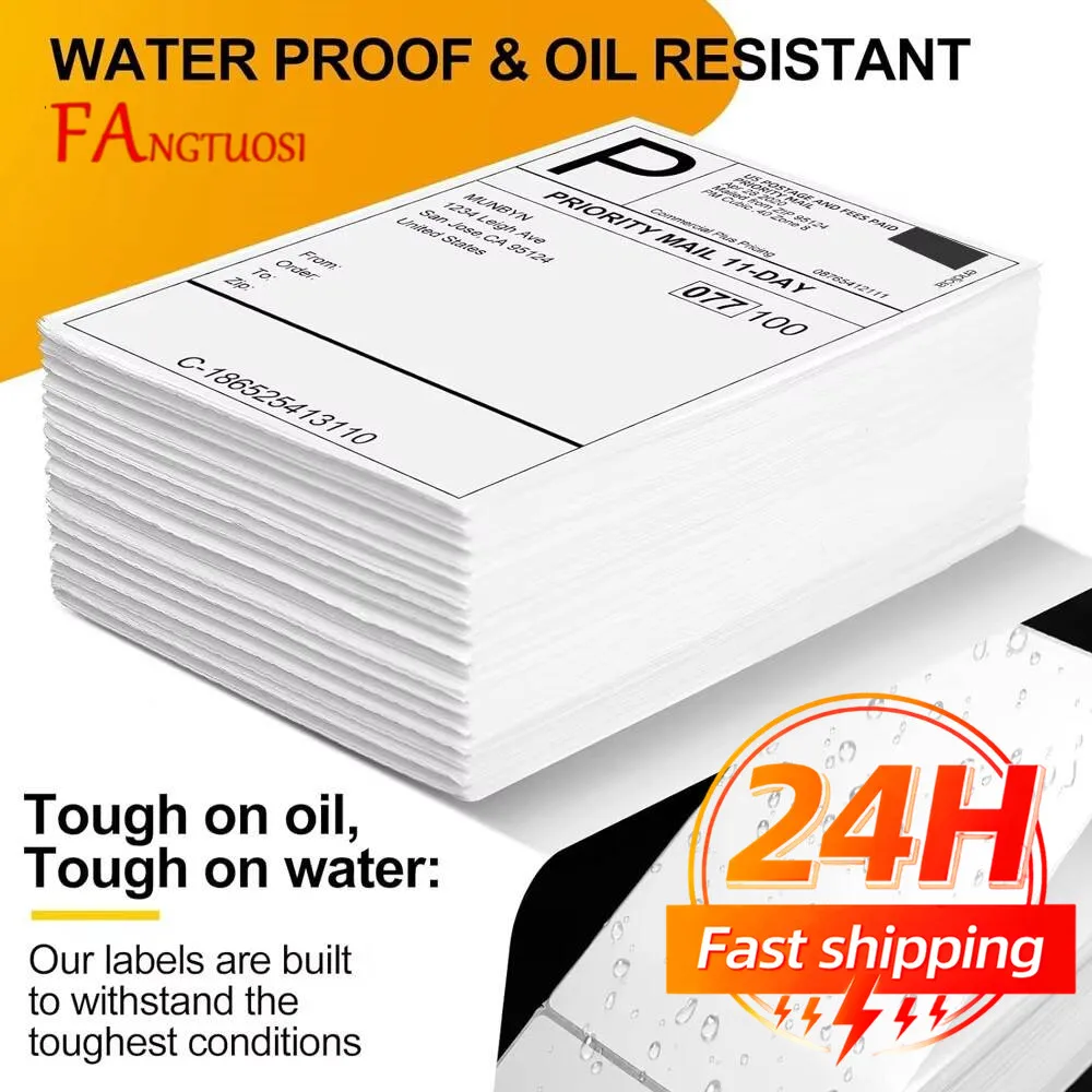 500/100 Sheets 4x6 Inch Direct Thermal Shipping Labels Stack Strong Adhesive Waterproof Oil Resistant Barcode Waybill Stickers