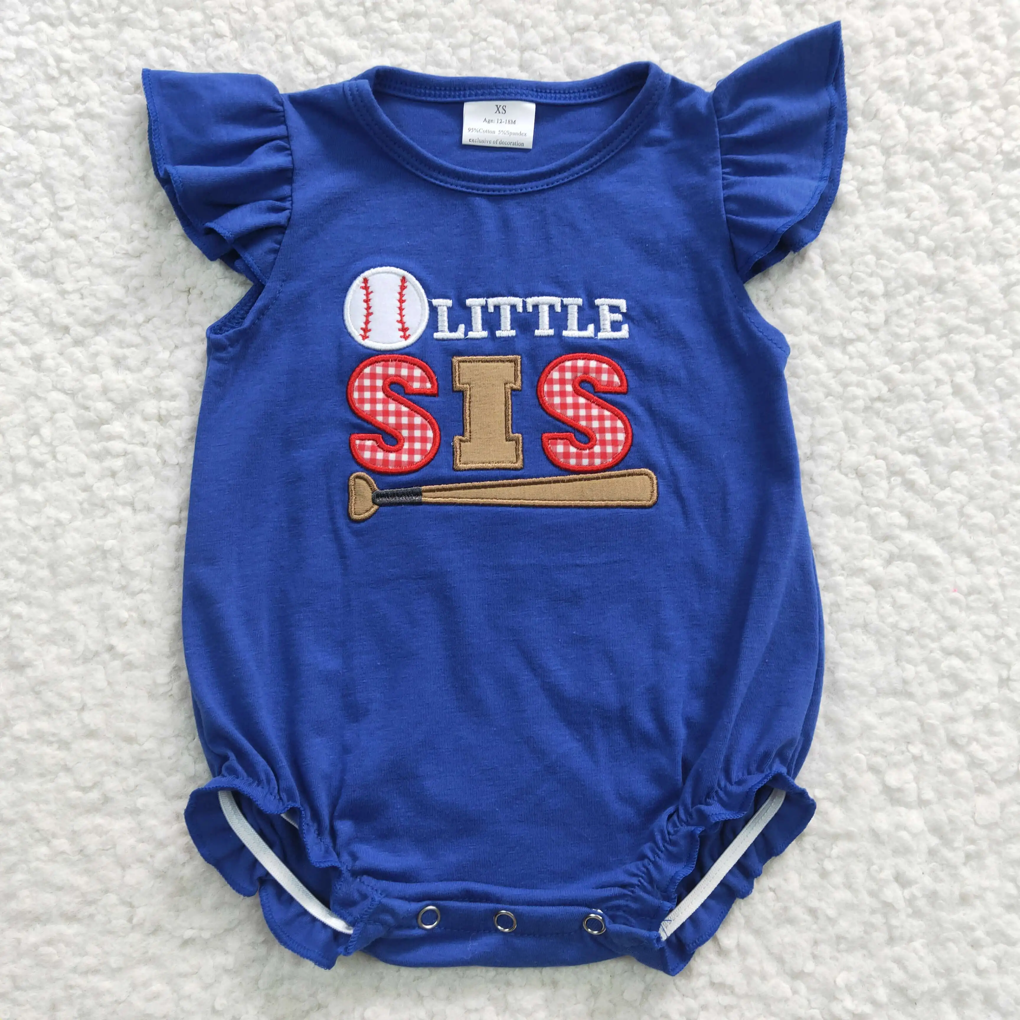

2024 baby onesie baby girl embroidery little sister print short-sleeved onesie baby girl summer romper