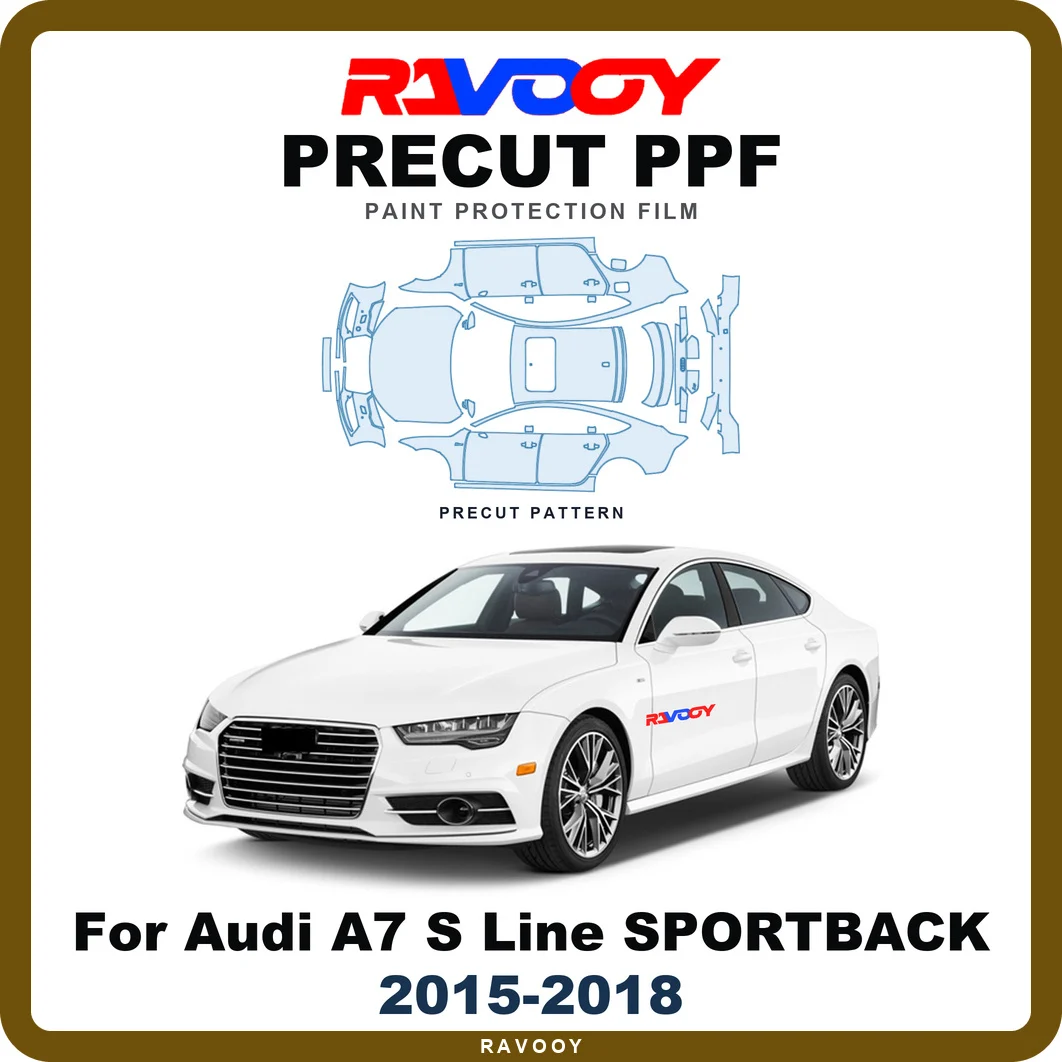 Precut PPF For Audi A7 S Line SPORTBACK 2015-2018 8.5mil TPU Paint Protection Film Hood Bonnet Bumper Headlight Self-Healing