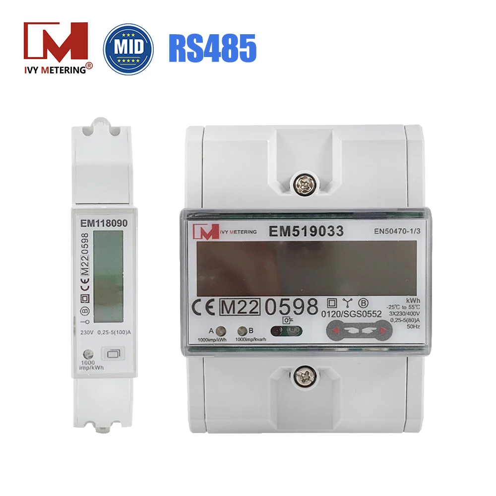 RS485 Modbus 1/3 Phase Bidirectional Smart Power Meter PV Solar Energy Wattmeter MID Multimeter EM118089 90 91 EM519032 33 24