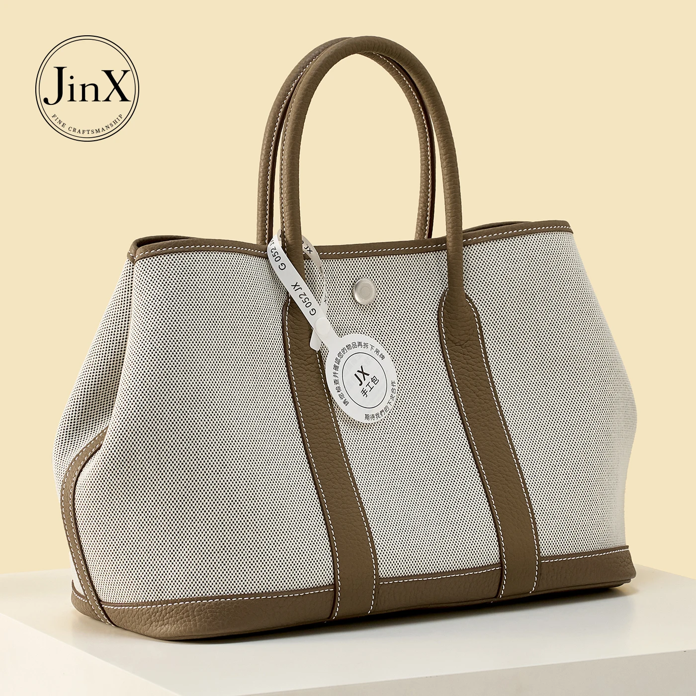 Women Canvas Leather Tote Bag Genuine Cowhide Trim Handbag Minimalist Shoulder Crossbody Purse Casual Work Bag
