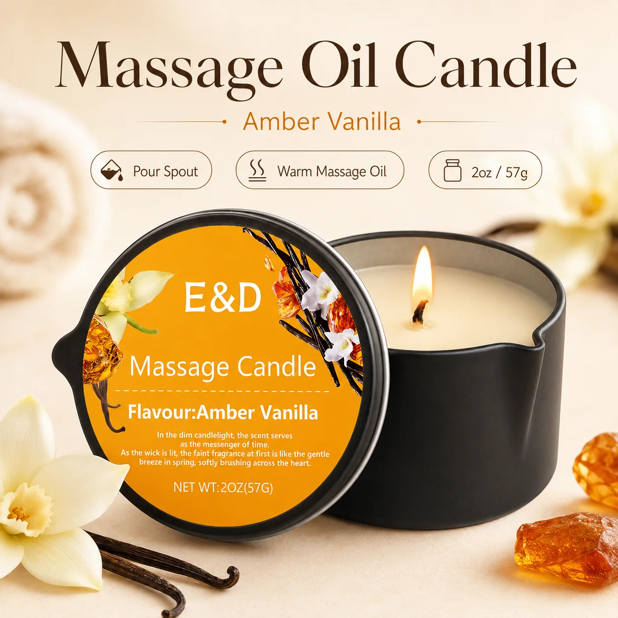 1 Stück Massageöl-Kerzen, luxuriöse Aromatherapie-Kerzen, zur Stresslinderung und Hautbefeuchtung, SM-Produkt Duftkerze Körperöl