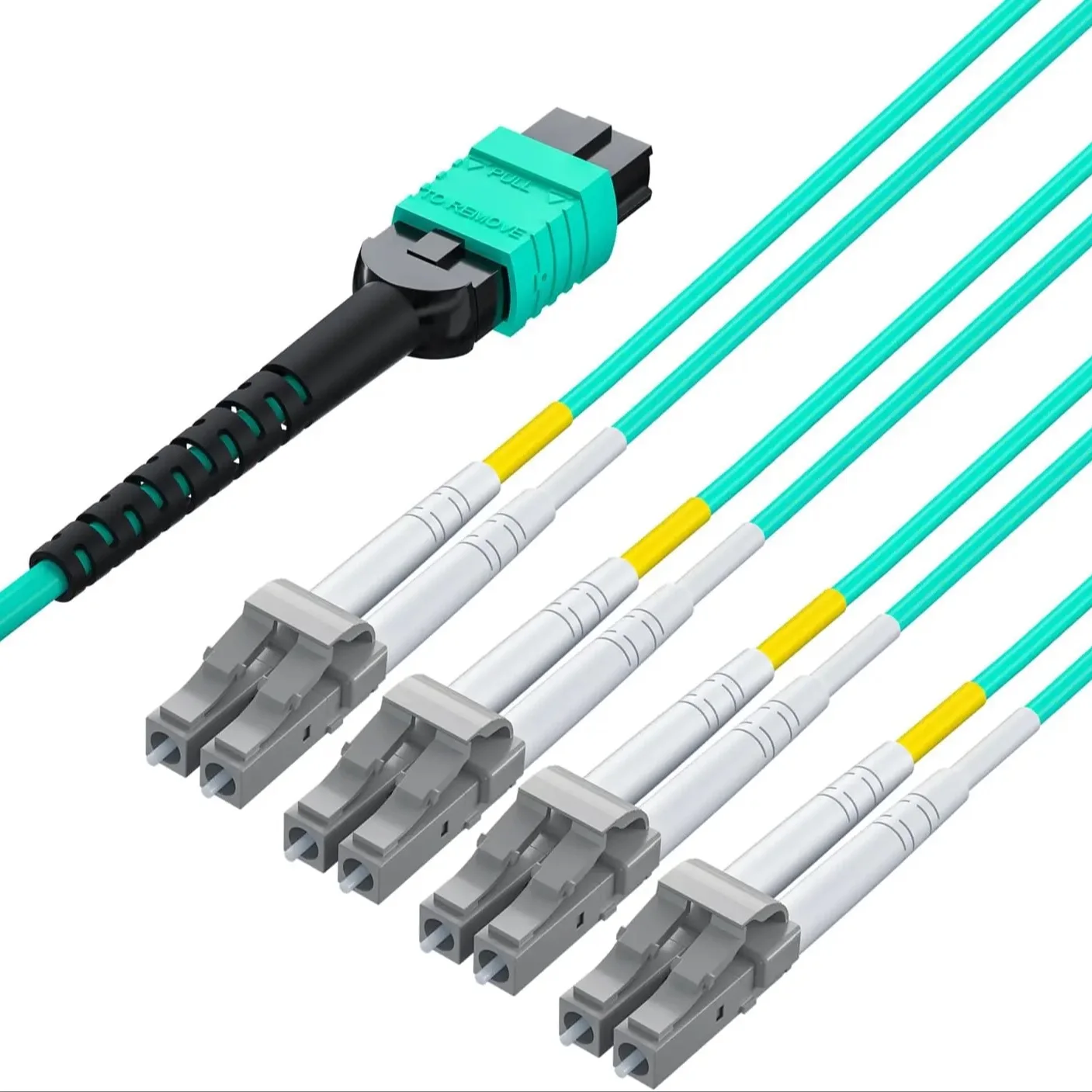 MPO to 8X LC OM3 Fiber Optic Cable Patch Cord Uniboot Fanout Fiber Jumper Cable, MMF 8-core Fiber,  For QSFP+Transceiver