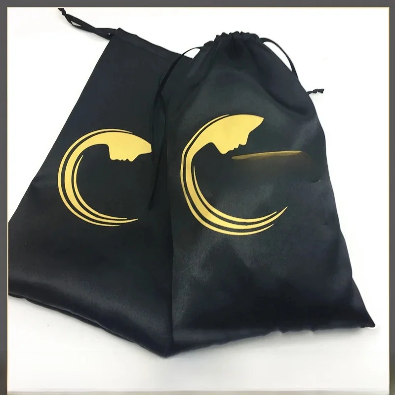20 sztuk luksusowe do przedłużania włosów peruki torby do pakowania własne Logo ściągana sznurkiem na prezent torba 13x1 8/15x2 0/18x3 0/30x40cm jedwabny worek do przechowywania — zdjęcie 2