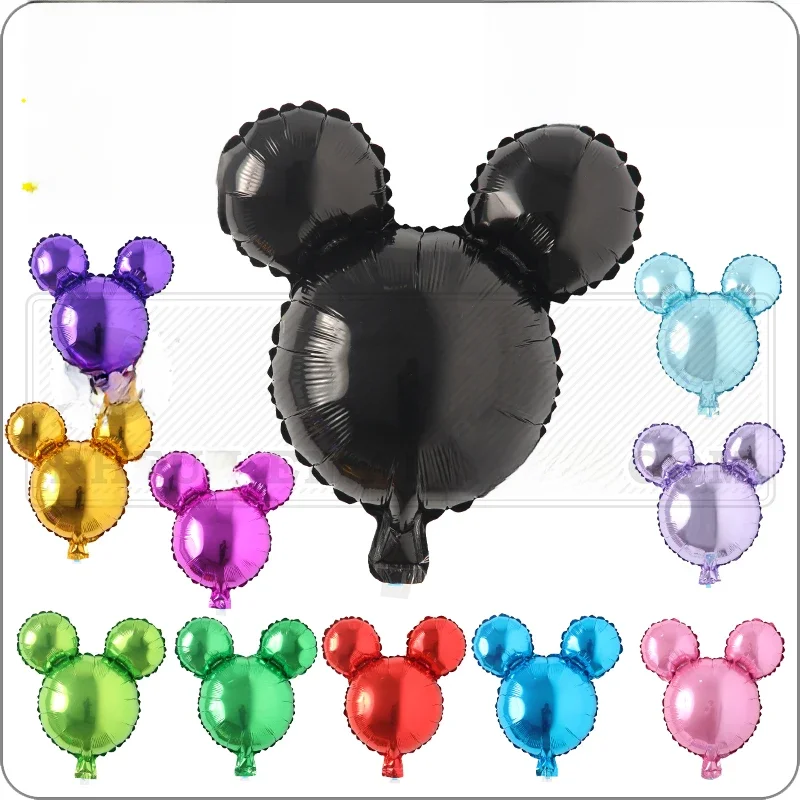 Ballons d'anniversaire en aluminium, couleur pure, tête de souris, dessin animé, fournitures de fête d'anniversaire pour enfants, décorations de mariage
