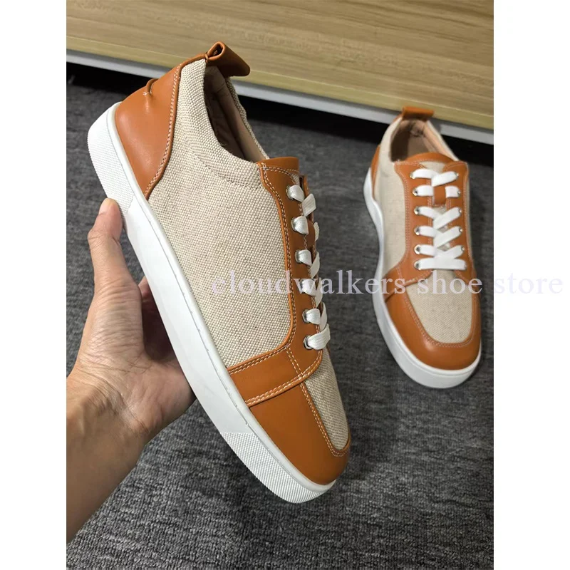

Autumn Fashion Patchwork Design Round Toe Men's Sneakers Casual Sport Suit Slip On Lace Up Flats Daily Versatile Athletic Shoes