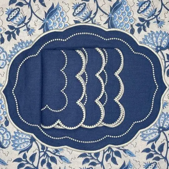 NAVY PEARL PLACEMATS & NAPKİNS (SET OF 8)