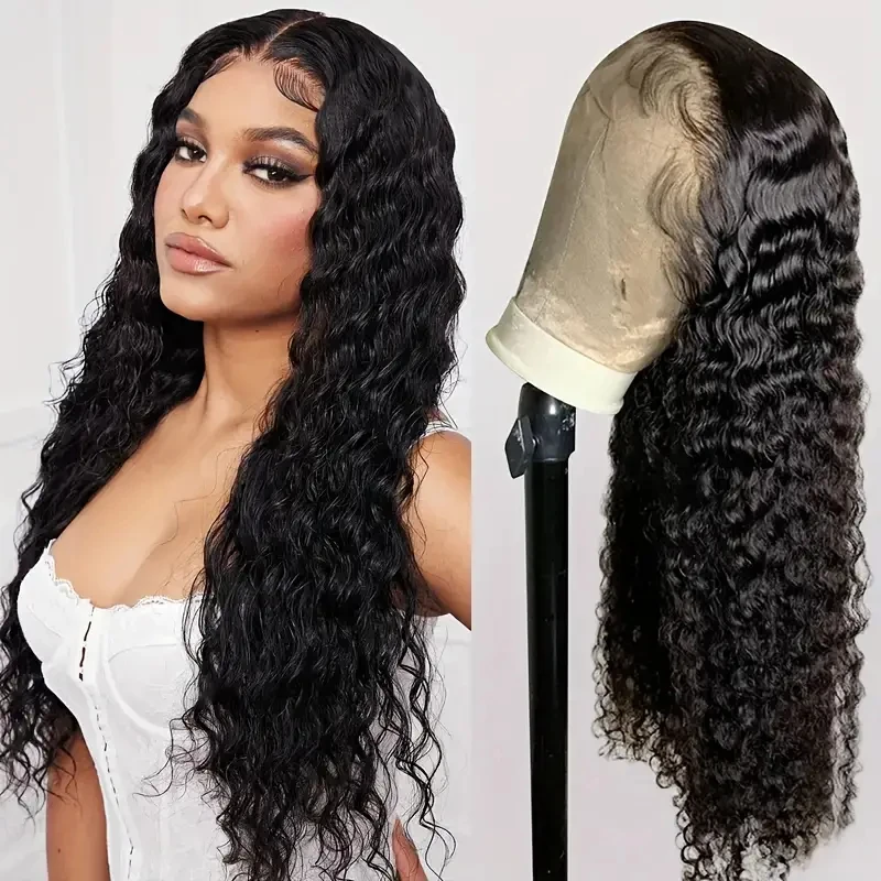 Alimice Glueless Deep Wave Wigs For Women Human Hair 4x4 Lace Wigs