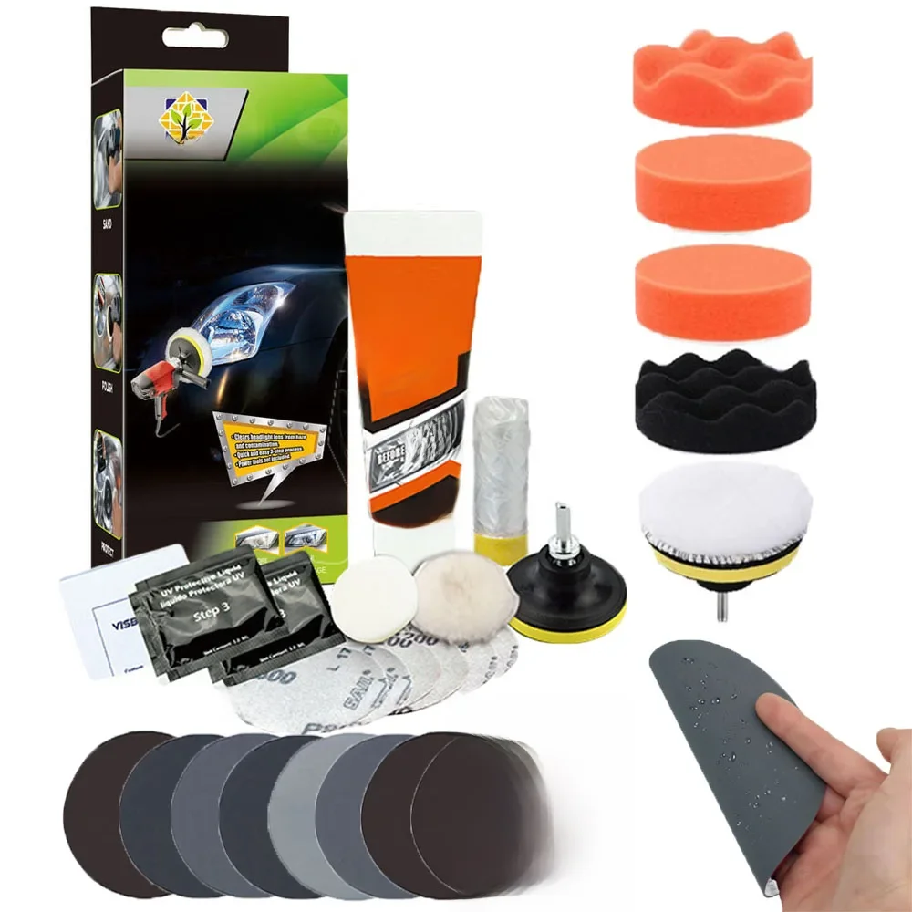 Headlight Restoration Kit Chemical Brightener Car Headlight Cleaner Renovator Polishing Kit Auto Headlamp Light Lens Polisher
