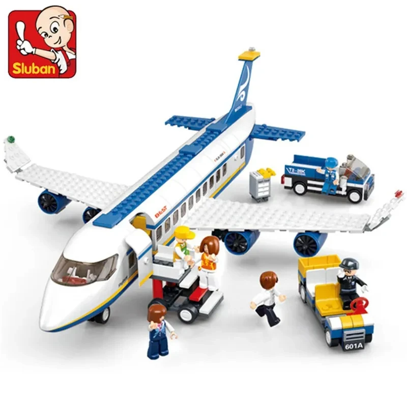 Sluban Creative City Airbus Cargo Aircraft Plane Building Blocks Air Ambulance Airplane Model Bricks Educational Toys Kids Gifts