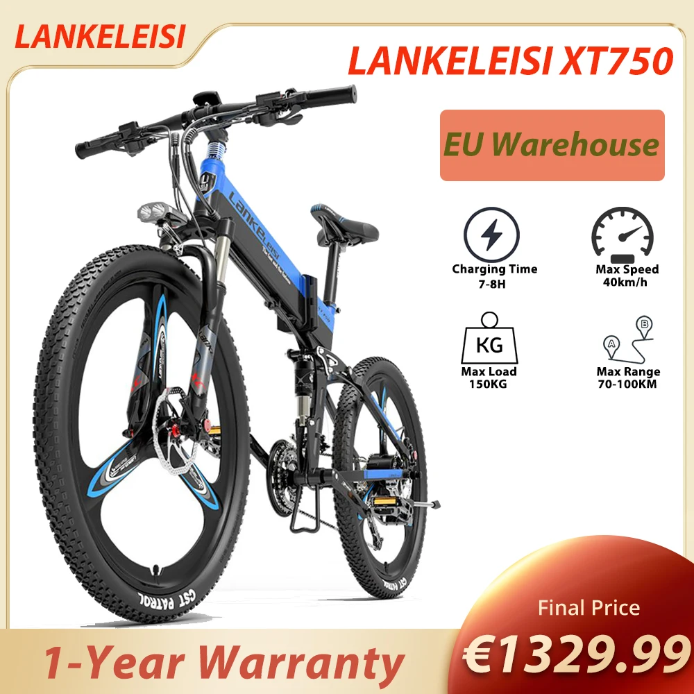 LANKELEISI XT750 Electric Bike 500W Motor 14.5Ah Battery 26*1.95'' Tire 40km/h Max Speed 100KM Range Sports Version Bike