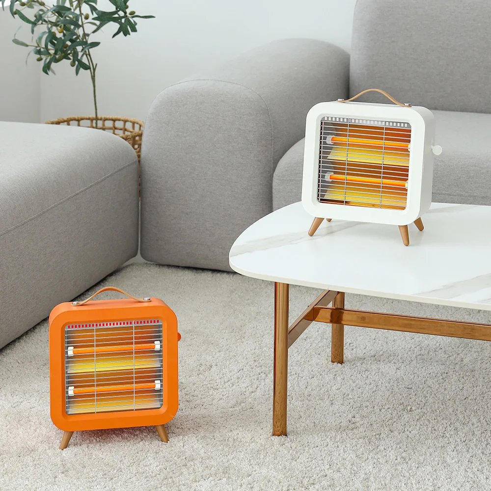 Moritz Square Square Mini 2-Tier Heater Ivory/Orange Electric Heater Foot Stove