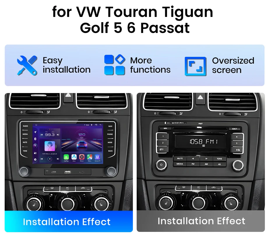 Junsun 7 "9" 10 "CarPlay Android Autoradio für Volkswagen VW Golf Passat JETTA Skoda SEAT Auto Intelligentes System 2din GPS Autoradio – Detail 12