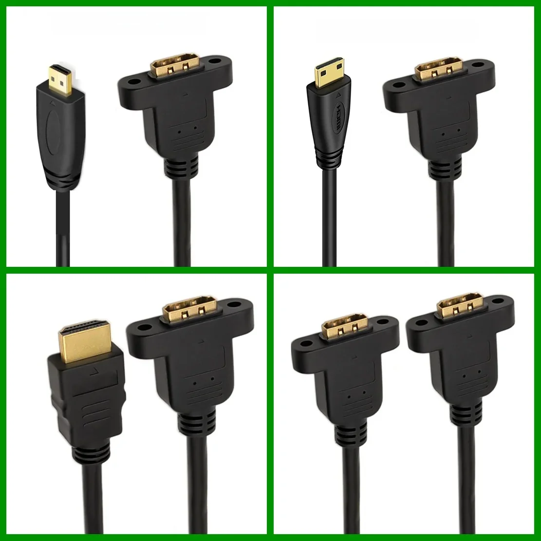 1m 30cm Złącze przedłużające z męskiego na żeńskie zgodne z Micro HDMI Złącze przedłużające z zabezpieczeniem śrubowym do montażu panelowego Kabel kamery HD AV — zdjęcie produktu 6