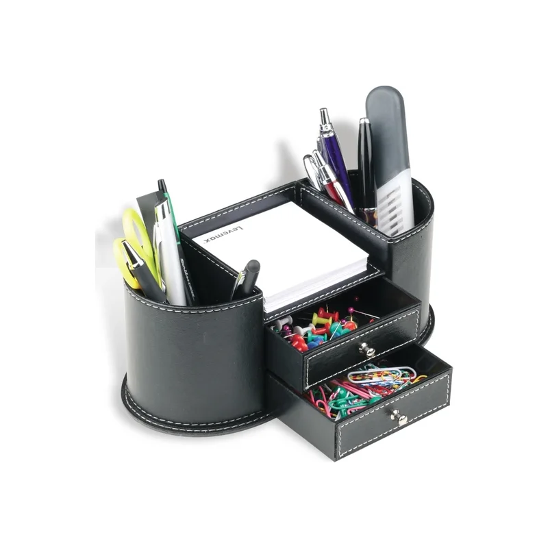 

Faux Leather Pencil Case with Notepad Pen Holder, Paper Holder, Paper Clip Holder
