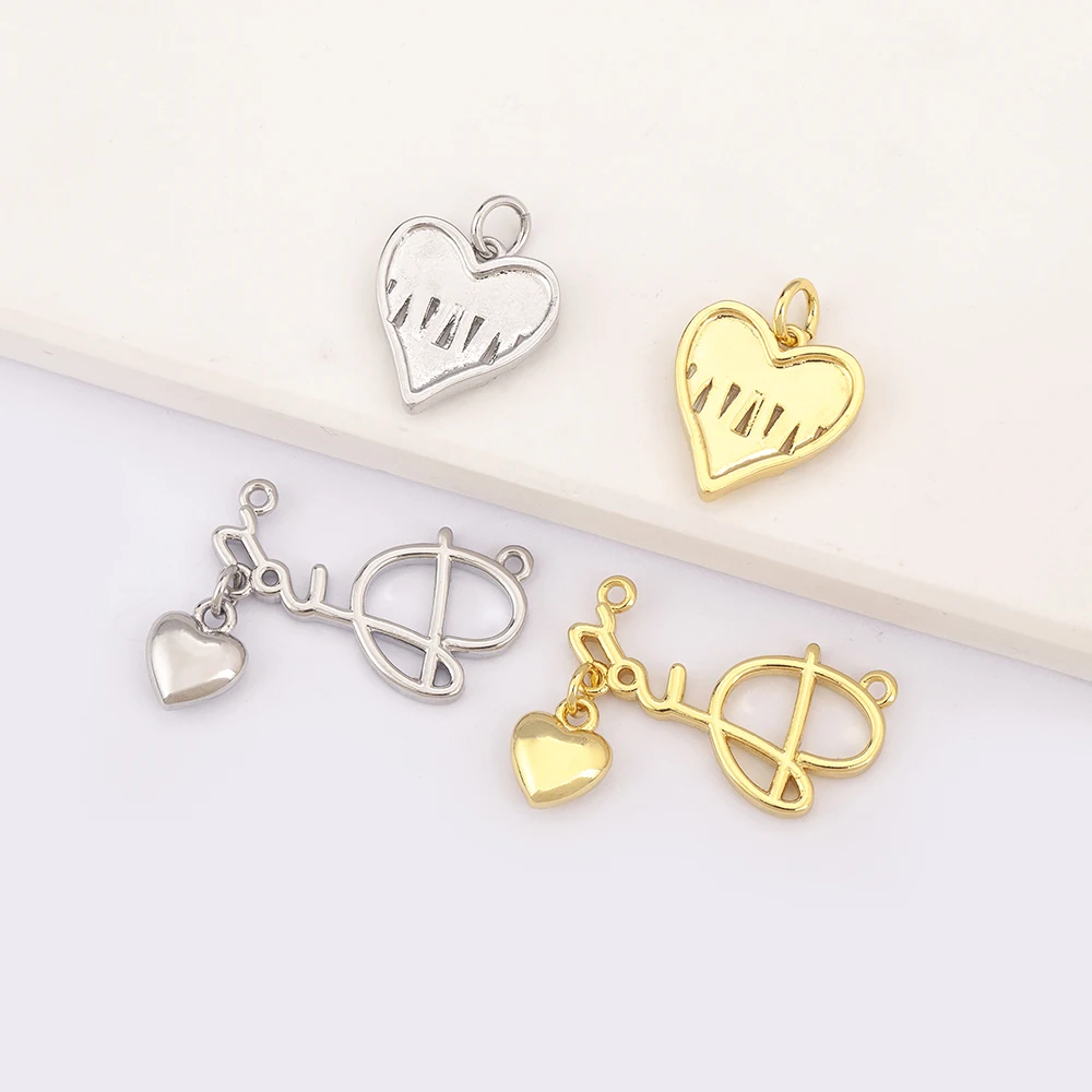 Romantic Love Heart Copper Pendant for Women Fashion Zirconia DIY Necklace Charm Handmade Jewelry Making Supplies Accessories