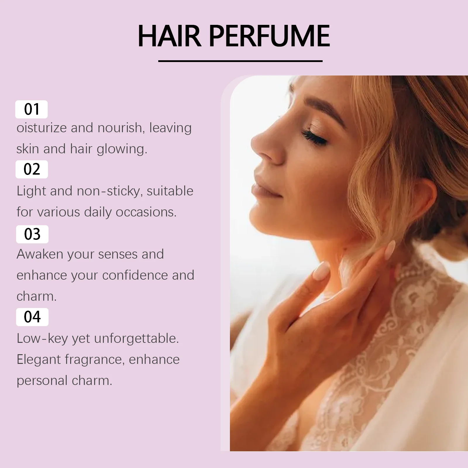 Roxelis 50ml Profumo per capelli alla rosa Fragranza floreale duratura Signora affascinante Capelli rinfrescanti per il corpo Profumo elegante per appuntamenti glamour