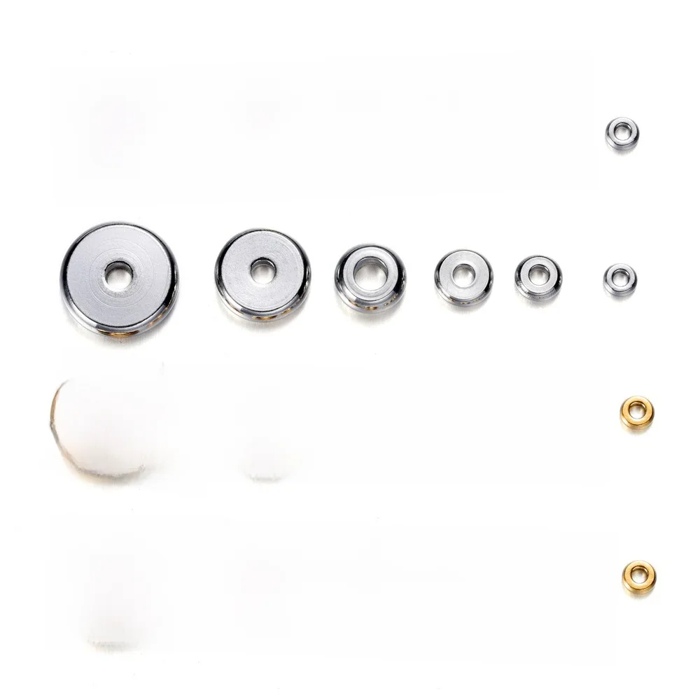 Perles d'espacement à breloques en acier inoxydable, 20 pièces/lot, 3-10mm, plates, rondes, amples, à grand trou, pour bricolage, fournitures de fabrication de bijoux, accessoires
