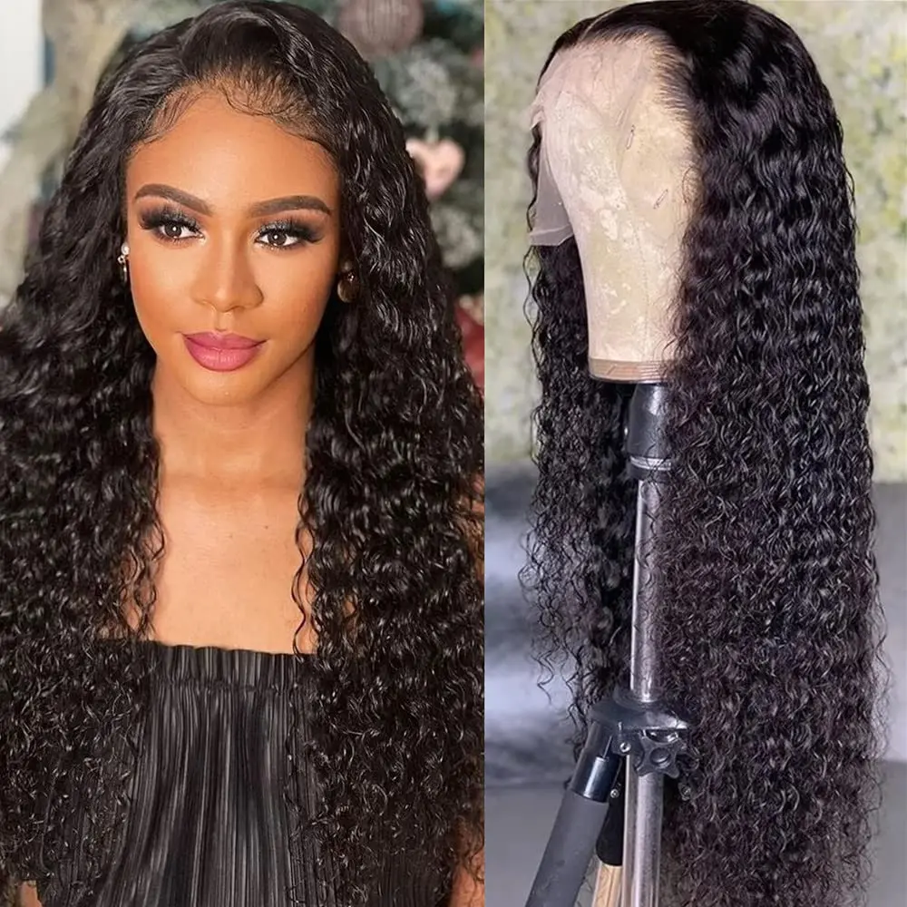 

24inch HD Lace Front Wig Human Hair Pre Plucked with Baby Hair 180% Density Curly Wigs Brazilian Virgin Human Hair Natural Color