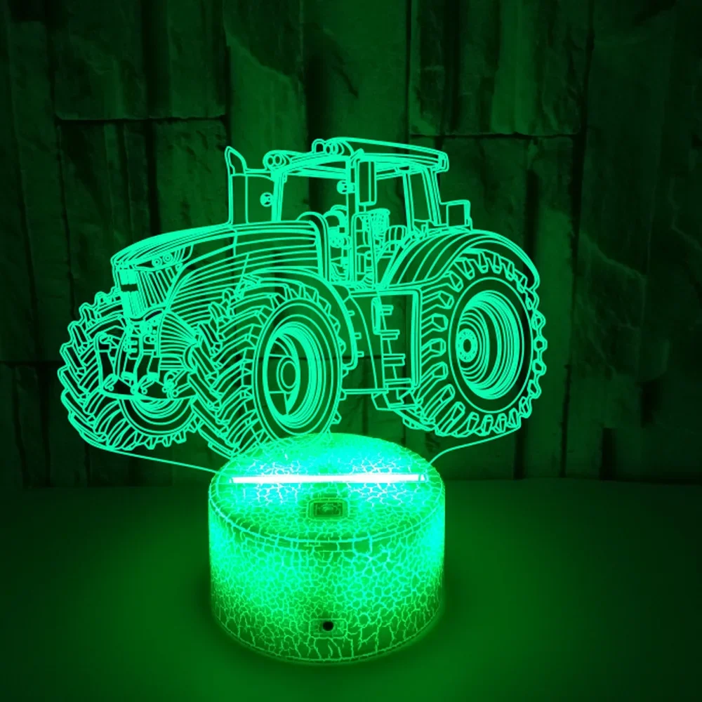 Nighdn 3D Illusion Lampe Tracteur Veilleuse pour Chambre Décoration Led Table Bureau Lampe Tracteur Cadeaux pour Garçons Enfant Veilleuse