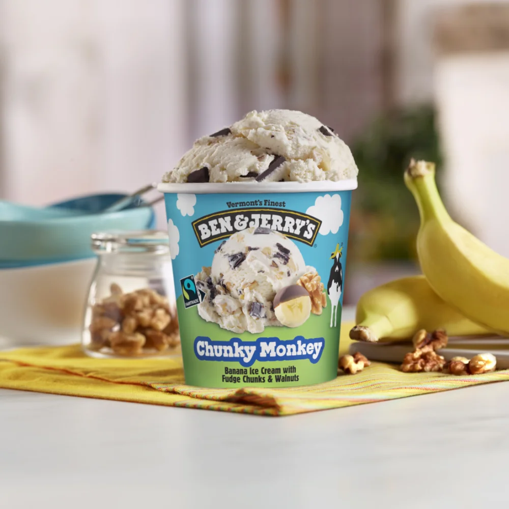 Pint of Ben & Jerry's ice cream 473mL 3 bundles (Peanutbuttercup  + ChunkyMonkey + NewYorkSuperFudgeChunk)