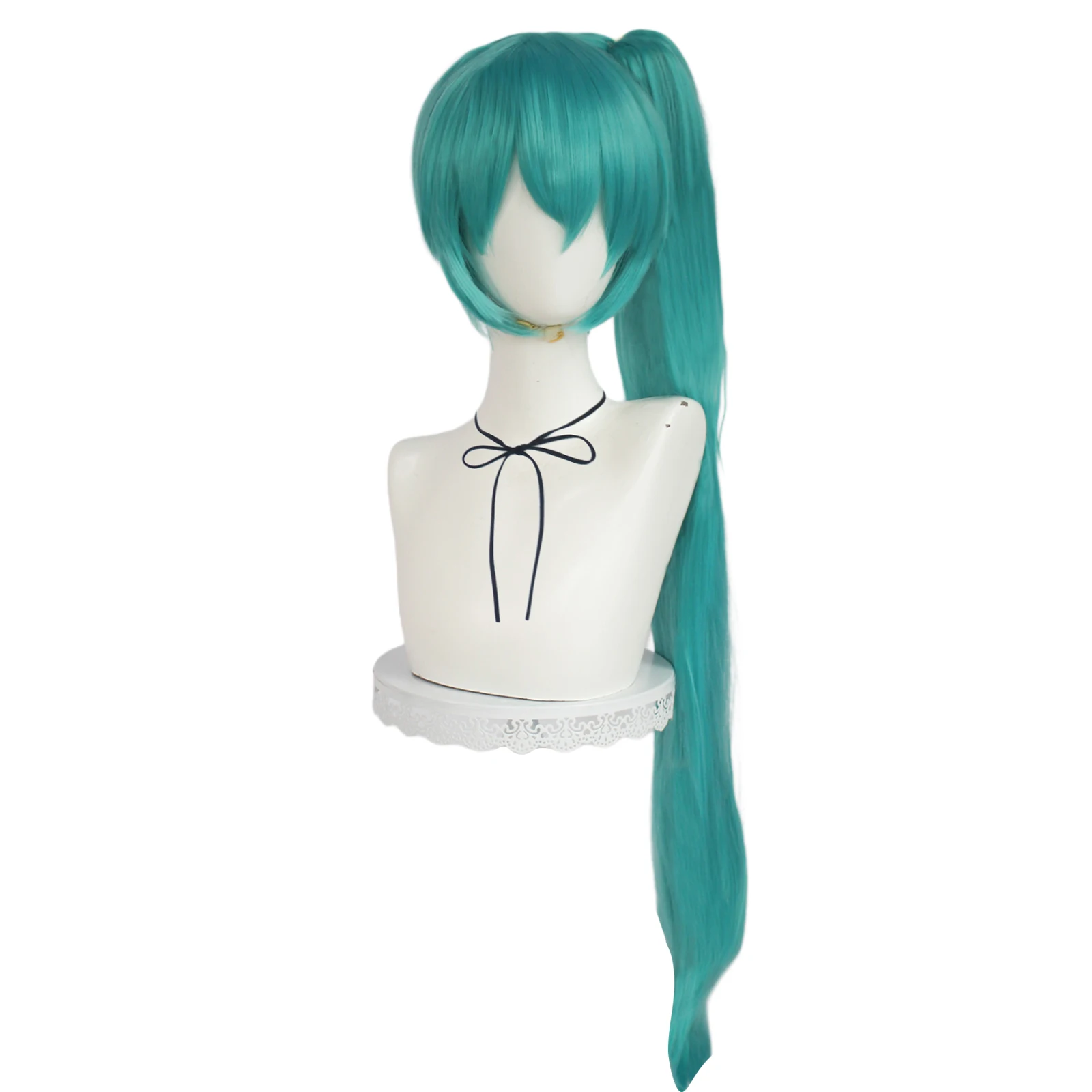 

Synthetic Short Straight Blue with Bangs Extra Long Ponytail Extensions For Anime Balala the Fairies Emma Cosplay Costume Party