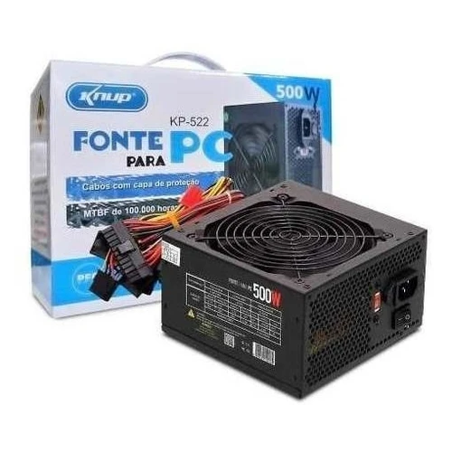 Fonte de alimentação para PC Knup KP-522 500W preta 115V/230V