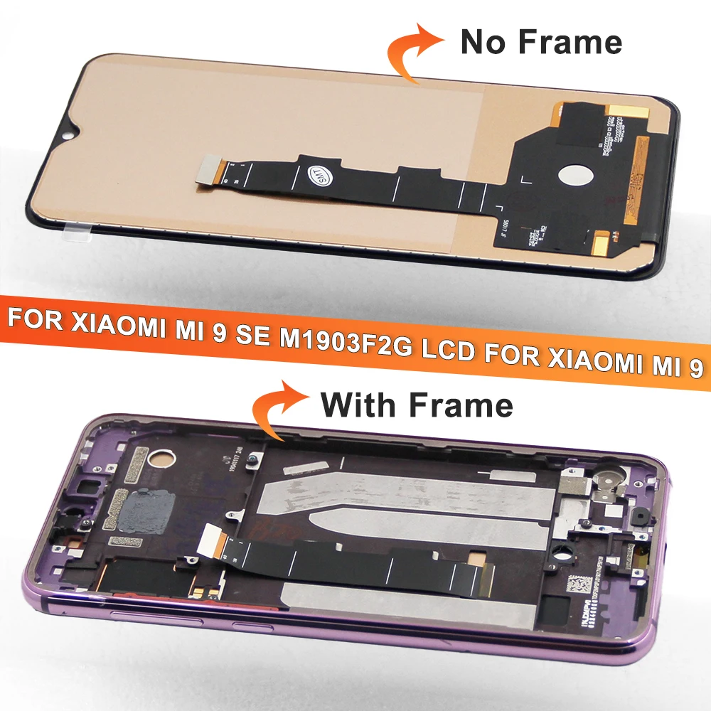 100% Test For Xiaomi MI9SE Mi9 Se LCD Display Screen Touch Screen Digitizer With Frame Replacement For MI 9Se Display